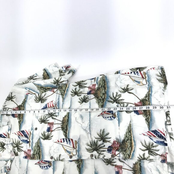 Campia Moda Casual Button Down Hawaiian Shirt Men's XXL Tropical Patriotic Flag - Picture 7 of 9